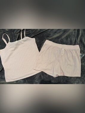NWOT Better Together Striped Pink Cami & Short Pajama Set. Casual Lounge. Size L